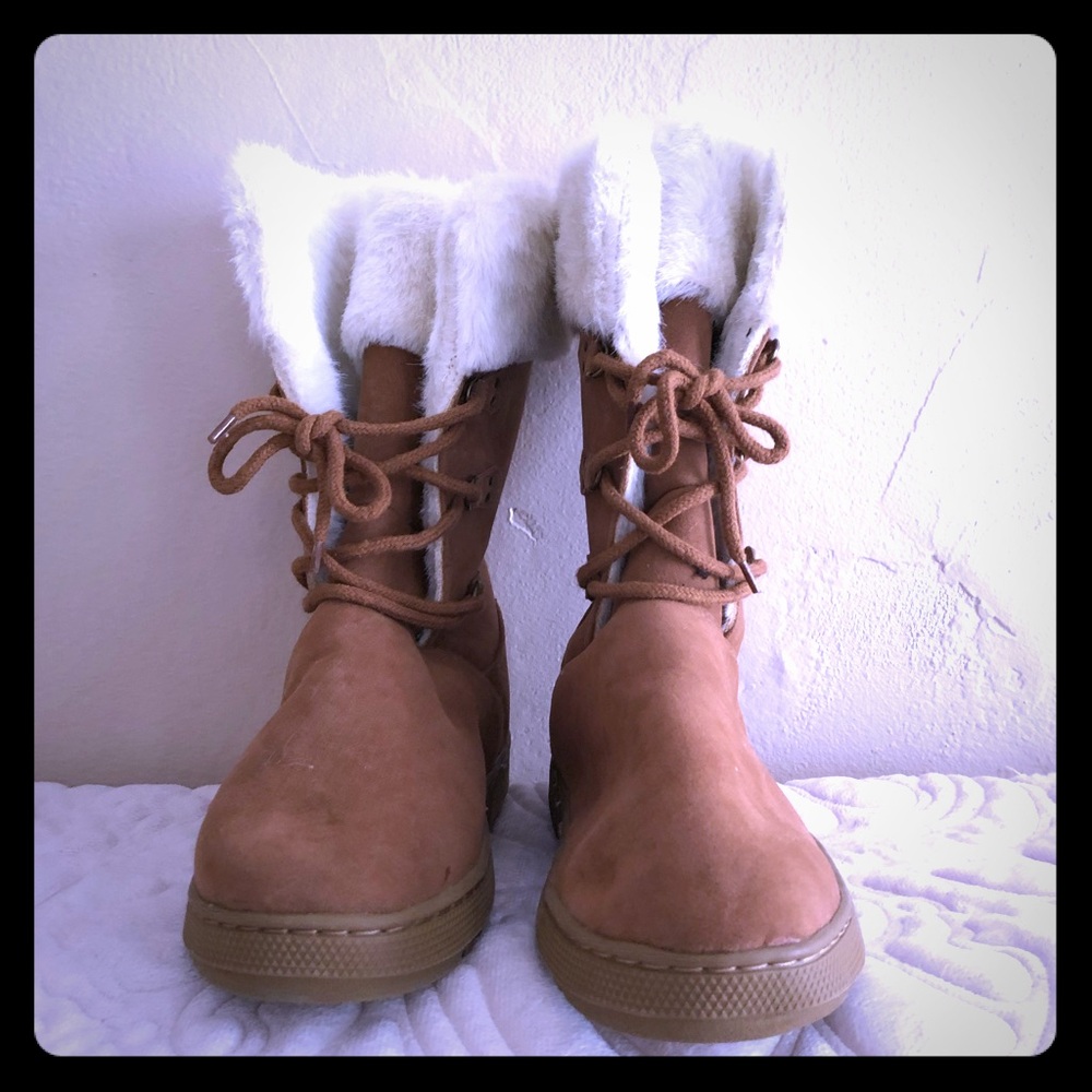 Suede & fur winter boots Flat heel Warm and comfy